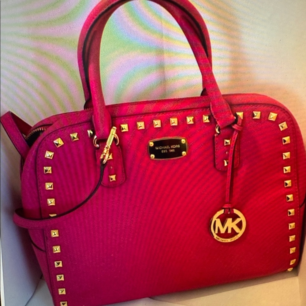 Michael Kors Fuchsia Studded Satchel